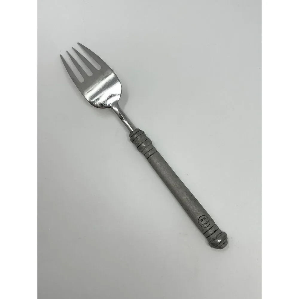Pottery Barn 70% PEWTER Banded Handle & 18/8 Stainless Salad Fork 7 3/8”